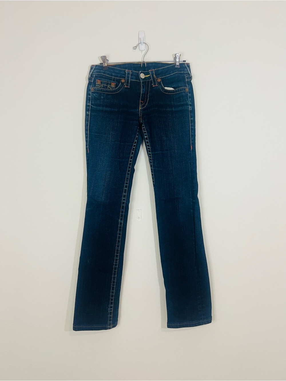 True Religion Women's Dark Indigo Straight Leg Jeans